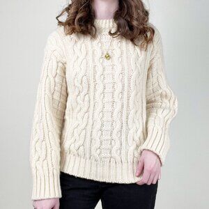 Vintage Irish Aran Fisherman Sweater Cable Knit Ireland Old Money Quiet Luxury